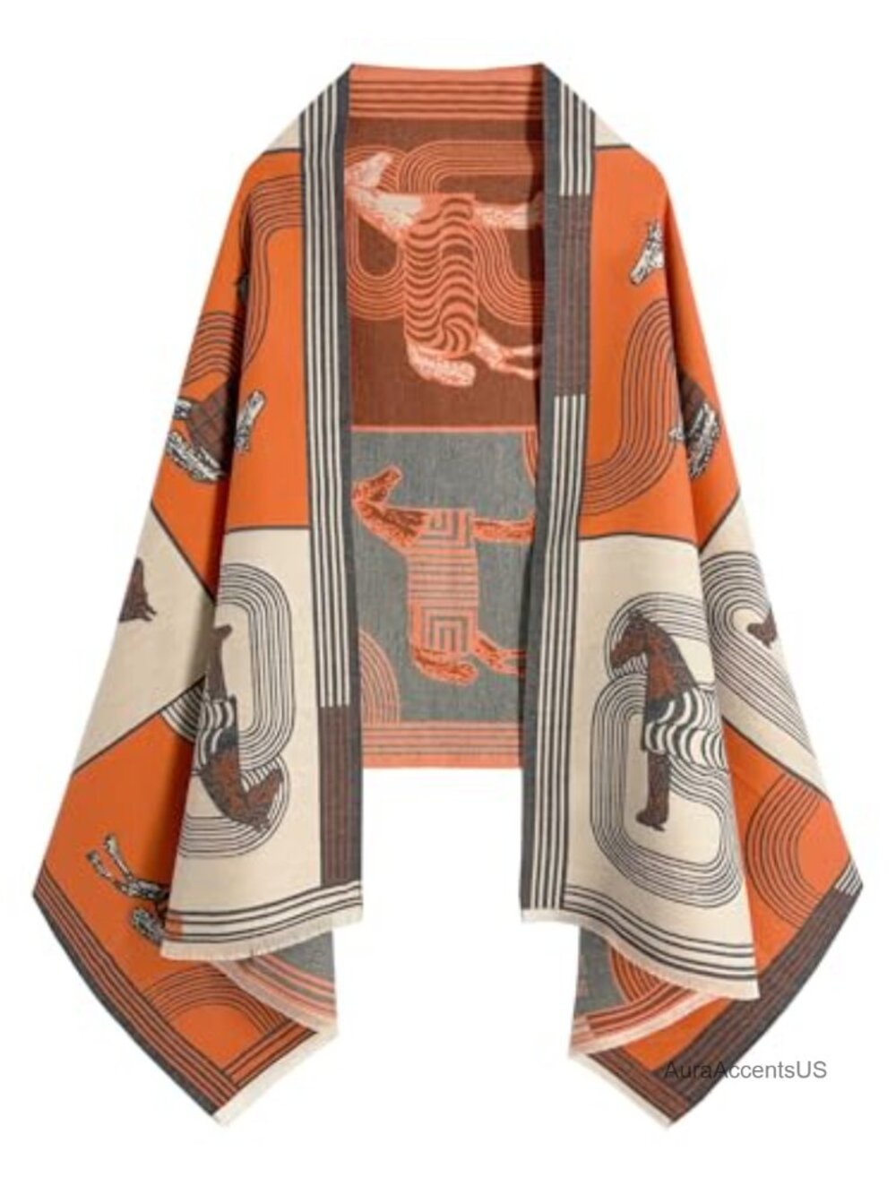 Women's Reversible Pashmina Shawl Wrap, Soft Acrylic Scarf, Holiday Gift